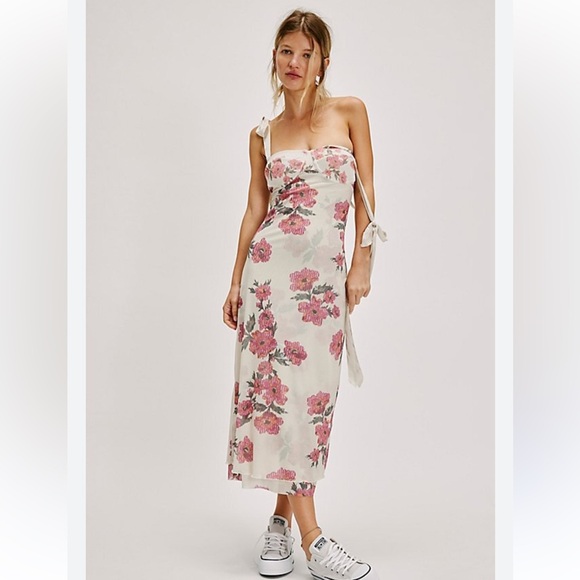 Free People Floral Layered Mesh Slipdress Size large - Picture 2 of 7